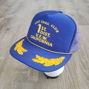 Vintage VFW District 1 Past Commanders Club Adjustable Trucker Snapback Hat Cap